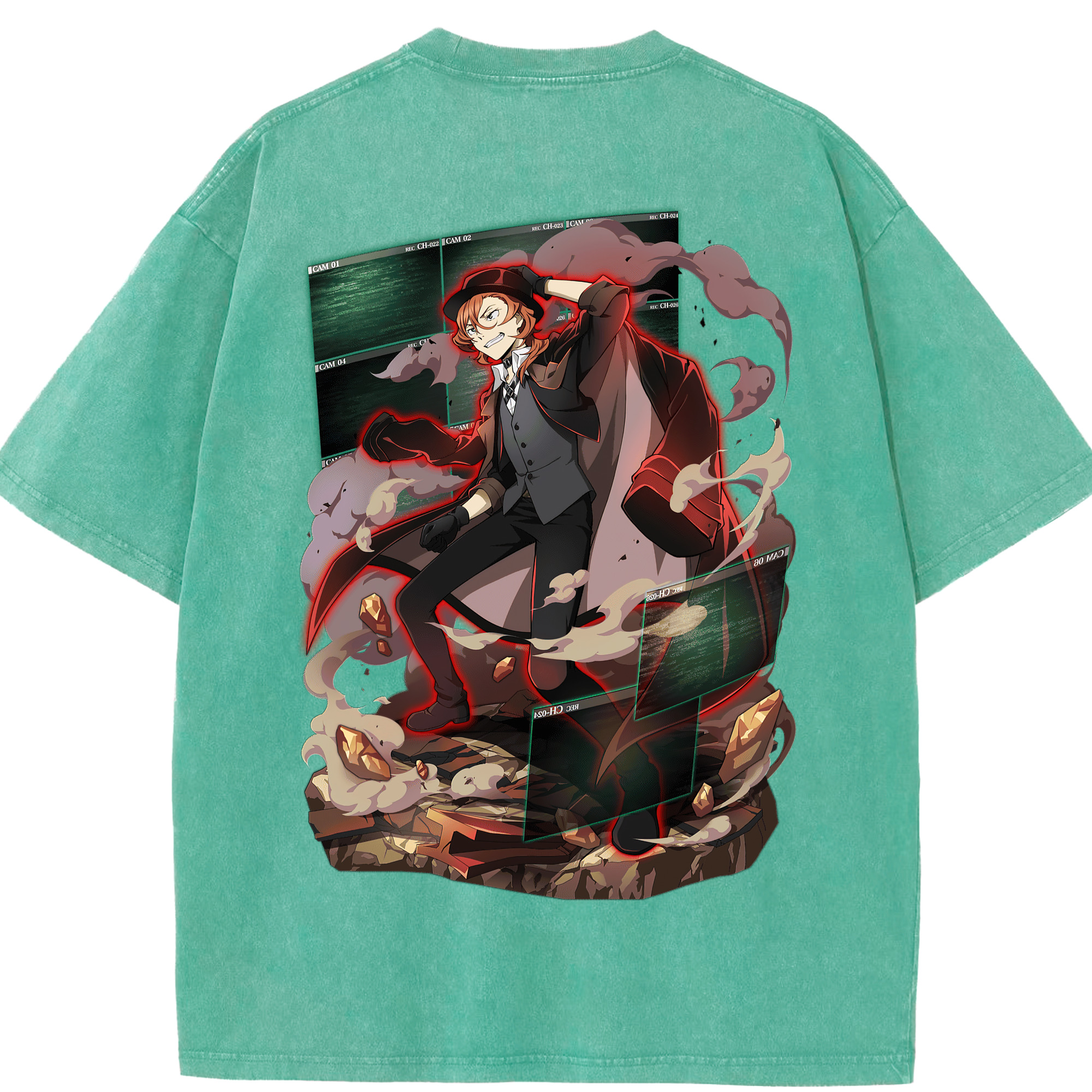 （画像用） 文豪ストレイドッグス Bungo Stray Dogs 綿100% ヴィンテージ風 半袖Tシャツ（背面プリント）